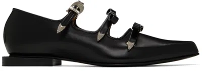 Toga Black Pointed Toe Ribbon Ballerina Flats In Aj1344 Black