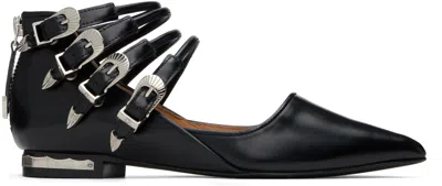 TOGA BLACK POLIDO MULTI STRAP BALLERINA FLATS