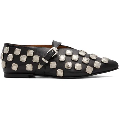 Toga Pulla Black Soft Leather Ballet Shoes In Multi