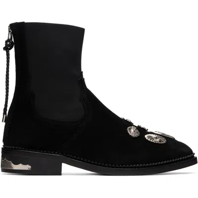 Toga Black Suede Boots In Multi