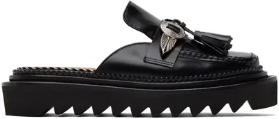 Toga Tassel-detail Leather Mules In Aj1268 Black