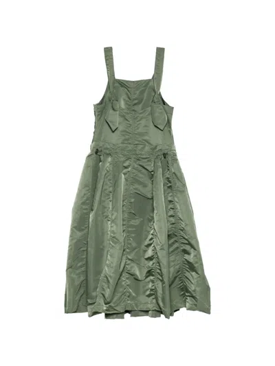 Toga Bow-detail Ruched Dress In Green
