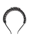 Toga Braided Chain-embellishment Leather Headband In Black