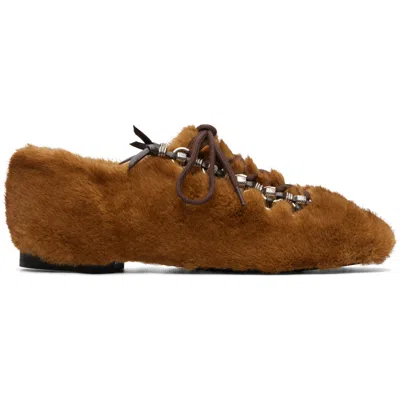Toga Brown Faux-fur Leather Derbys In Multi