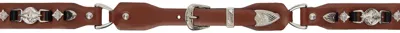 Toga Brown Metal Leather Narrow Belt In 05 Brown