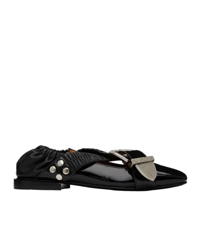 Toga Buckle Ballet Shoes In Black