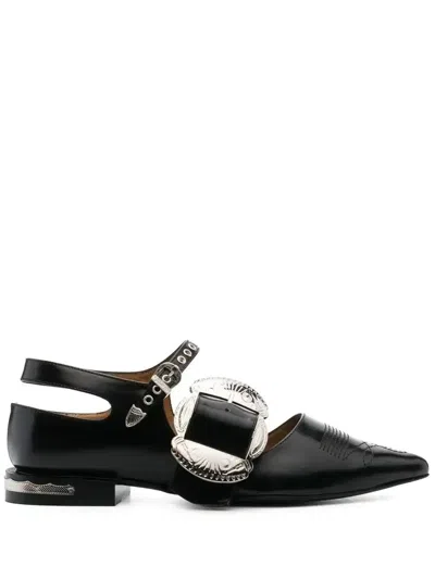 Toga Buckle-detail Leather Mules In Black