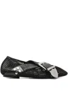 Toga Buckle-detail Mesh-detail Flats In Black
