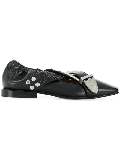 Toga Pulla Leather Slip-on With Bow Flat In Black