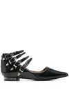 Toga Polido Multi Strap Ballerina Flats In Black