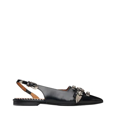 TOGA BUCKLE-EMBELLISHED SLINGBACK MULES