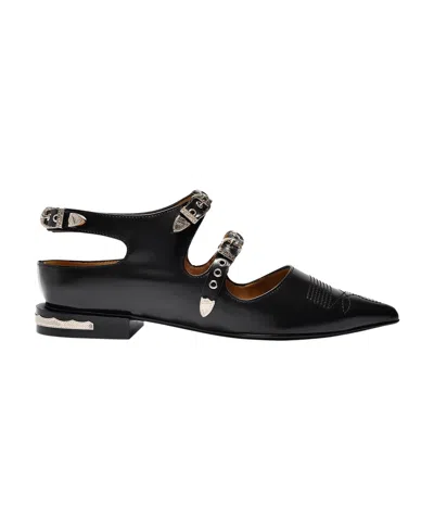 Toga Buckle Flats In Black