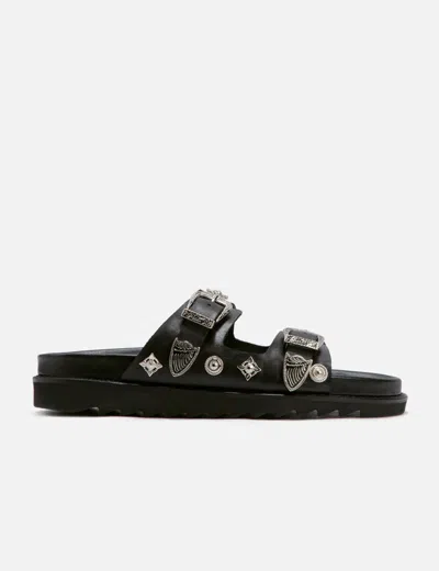 Toga Stud-embellished Leather Sandals In Black