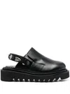 Toga Chunky Flat Sandals With Oversized Buckle In Schwarz