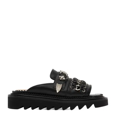Toga Black Chain Sandals