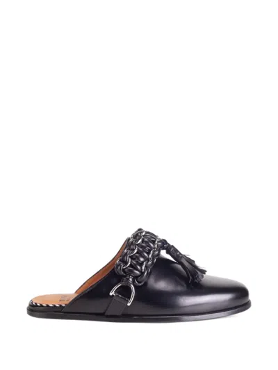 Toga Chain-tassel Leather Loafers In Black