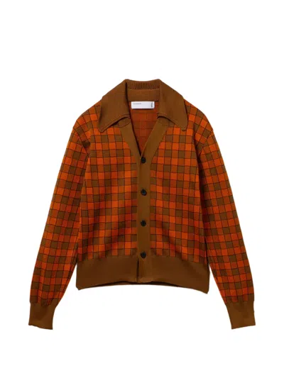 Toga Checked V-neck Cardigan In Black