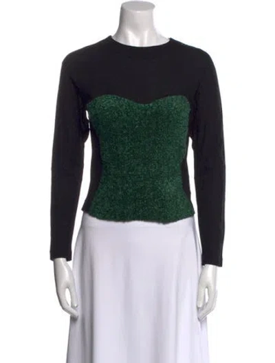 Pre-owned Toga Colorblock Pattern Crew Neck Sweater In Black
