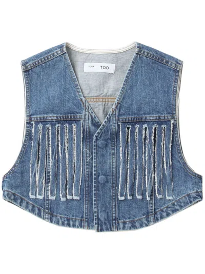 Toga Cotton Denim Vest In Blue