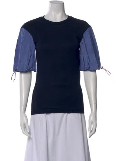 Pre-owned Toga Crew Neck Short Sleeve Top In Blue