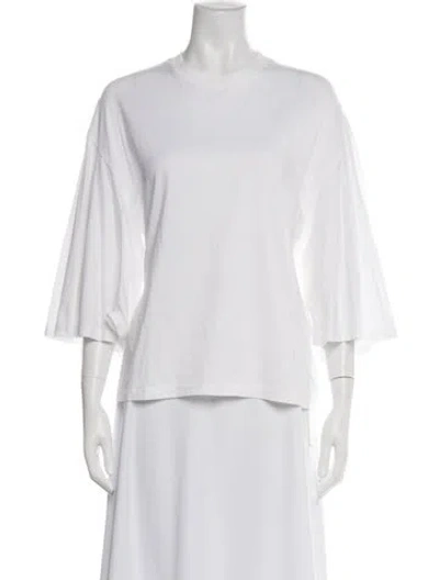 Pre-owned Toga Crew Neck Three-quarter Sleeve T-shirt In White