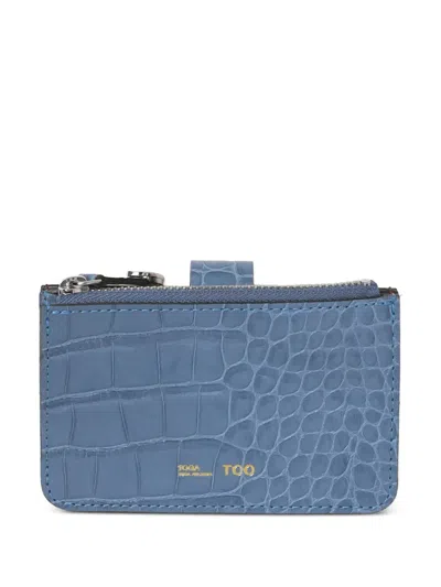 Toga Crocodile-embossed Zip-pocket Wallet In Blue