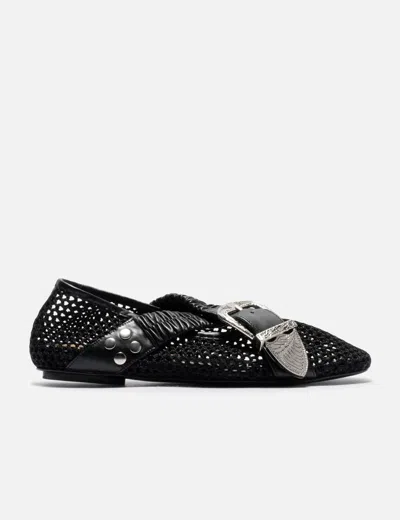 Toga Cross Strap Mesh Ballet In Black