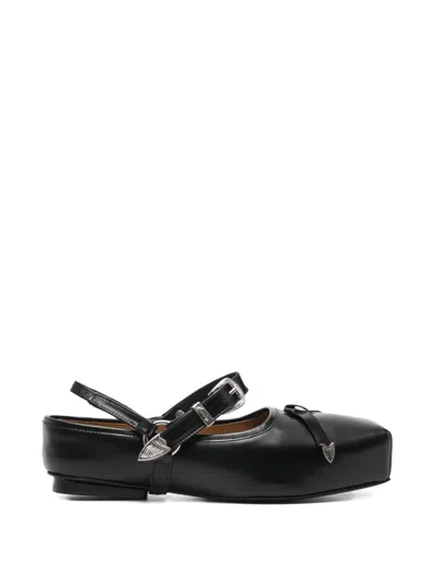 Toga Detachable-strap Leather Loafers In Black