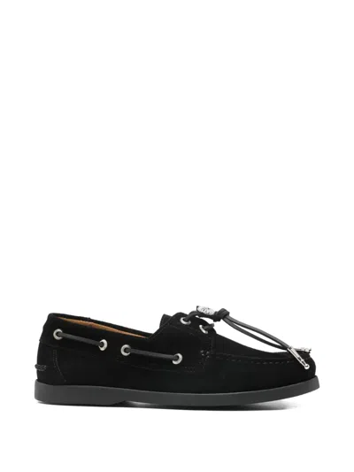 Toga Embellished Boat Shoes In Black