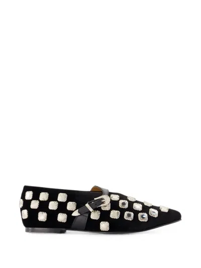 Toga Pulla Black Soft Leather Ballet Shoes In Multi