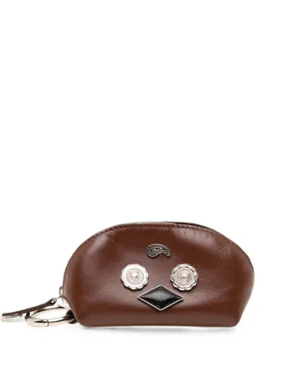 Toga Embellished Leather Coin Purse In Brown