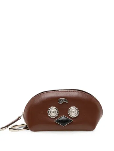 Toga Embellished Leather Coin Purse In Brown
