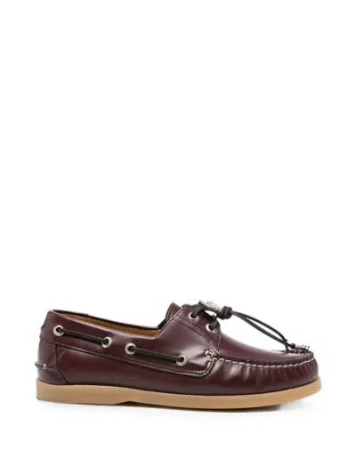 Toga Embellished Leather Loafers In Red