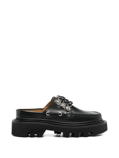 Toga Embellished Leather Mules In Black