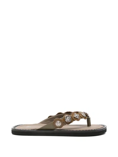 Toga Embellished Leather Sandals In Multi
