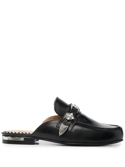 Toga Embossed-coin Mules In Black