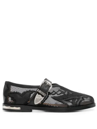 Toga Embroidered Loafers In Black