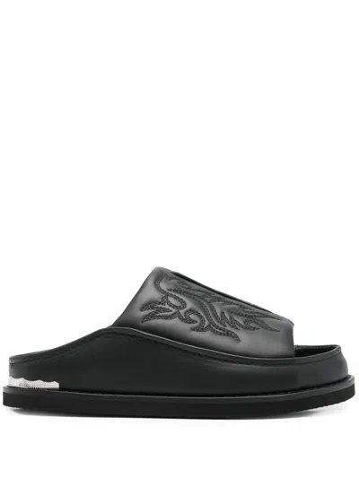 Toga Embroidered Sandals In Black
