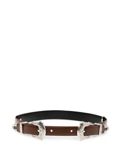 Toga Engraved Metal-plaque Leather Belt In Brown