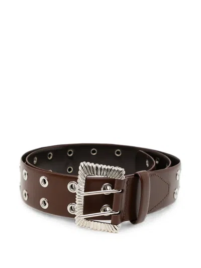 Toga Engraved Metal-plaque Leather Belt In Brown
