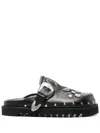 Toga Eyelet-detailing Leather Slides In Black