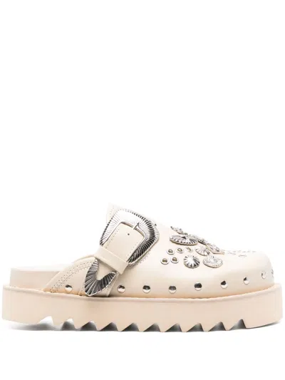 Toga Eyelet-metal Mules In Neutrals