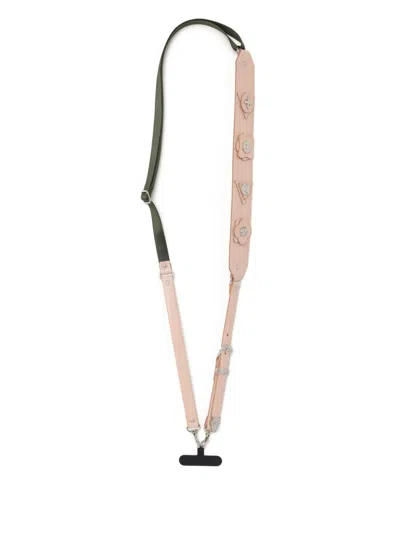 Toga Floral-appliqué Leather Phone Strap In Neutrals