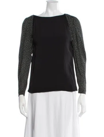 Pre-owned Toga Graphic Print Bateau Neckline Top In Black