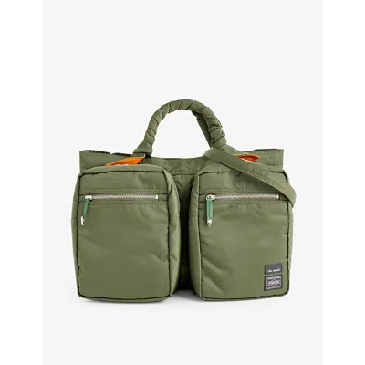 Toga Mens  Virilis X Porter-yoshida & Co. Multi-pocket Woven Tote Bag In Green