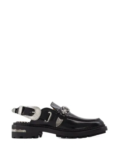 Toga Hardware-strap Slingback Loafers In Black