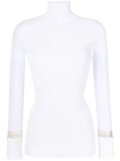 Toga Stricktop Mit Stehkragen In White