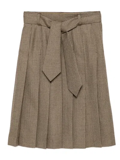 Toga Houndstooth Pattern Skirt In Brown