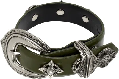 Toga Khaki Motif Leather Bracelet In 09 Khaki