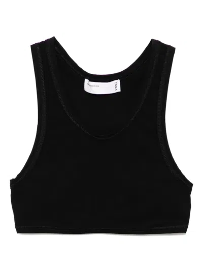 Toga Knitted Cropped Top In Black